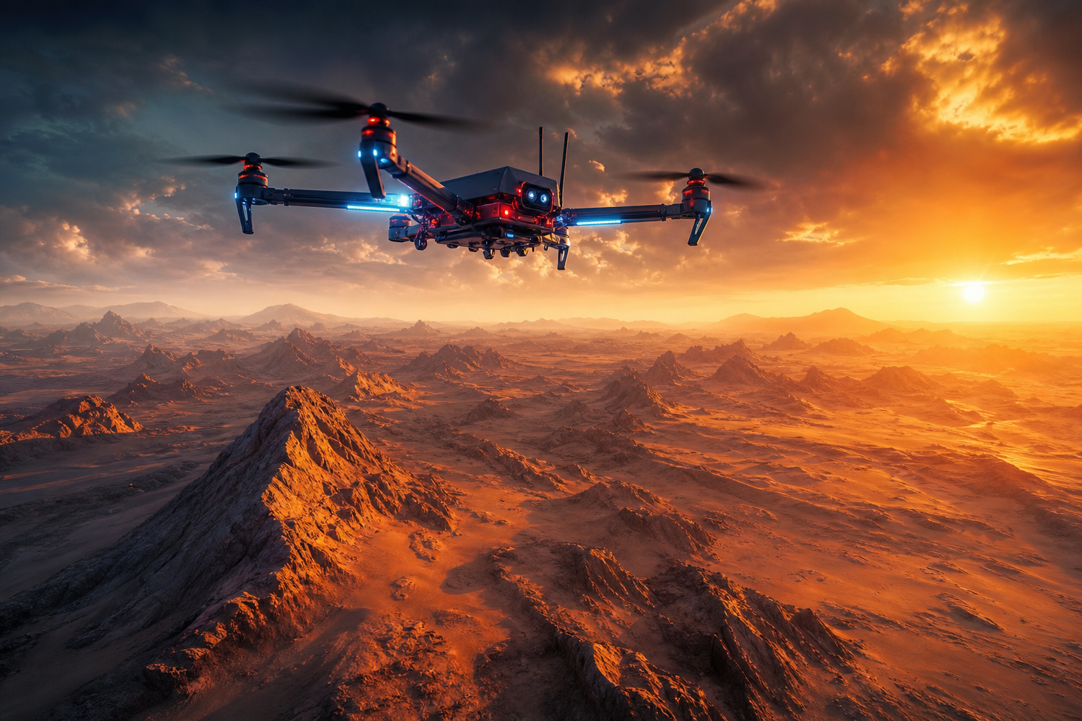 Quadcopter Flying Over Desert Drone Wallpaper  5 4K