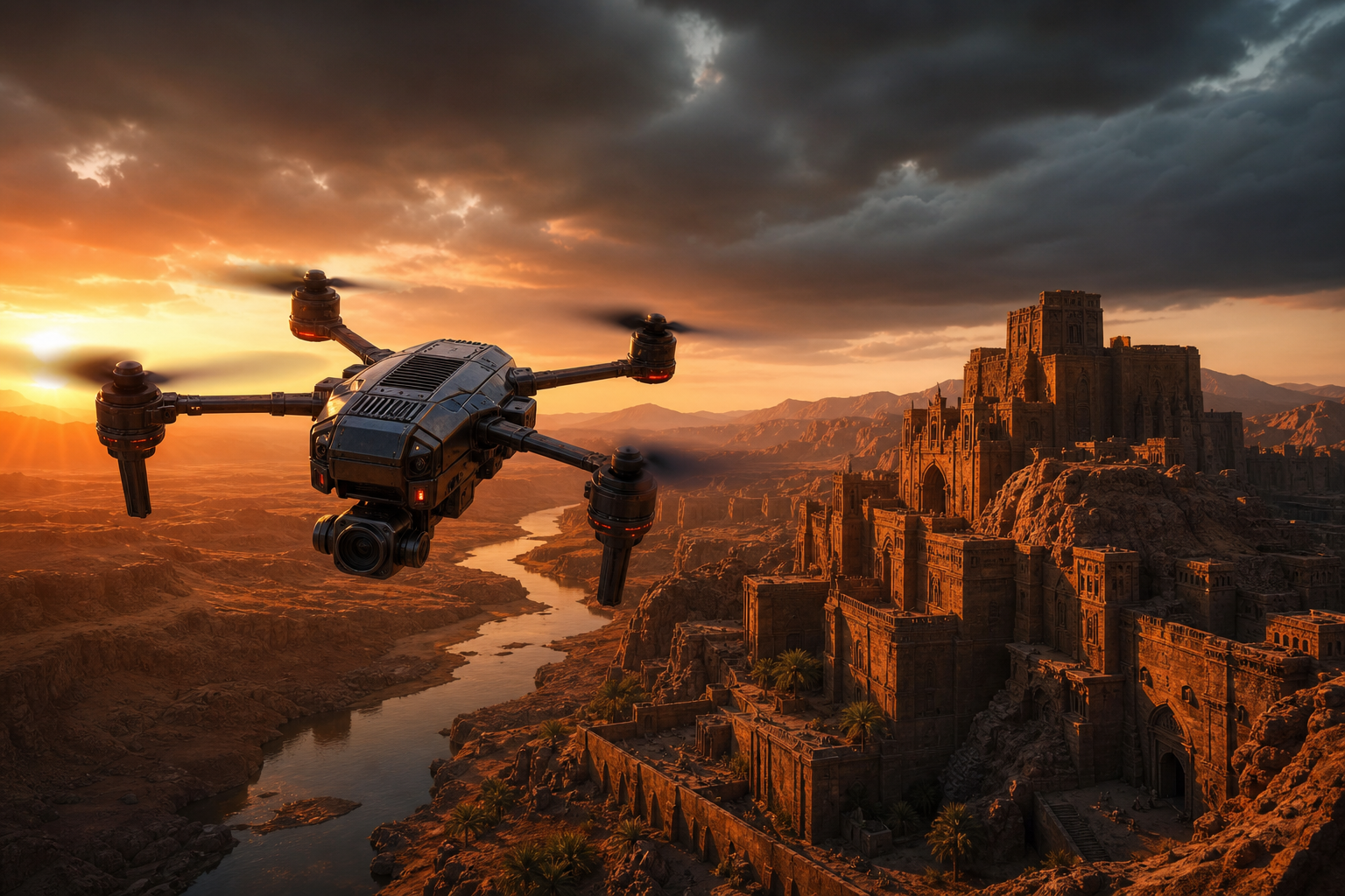 Quadcopter Flying Over Desert Drone Wallpaper  5 4K