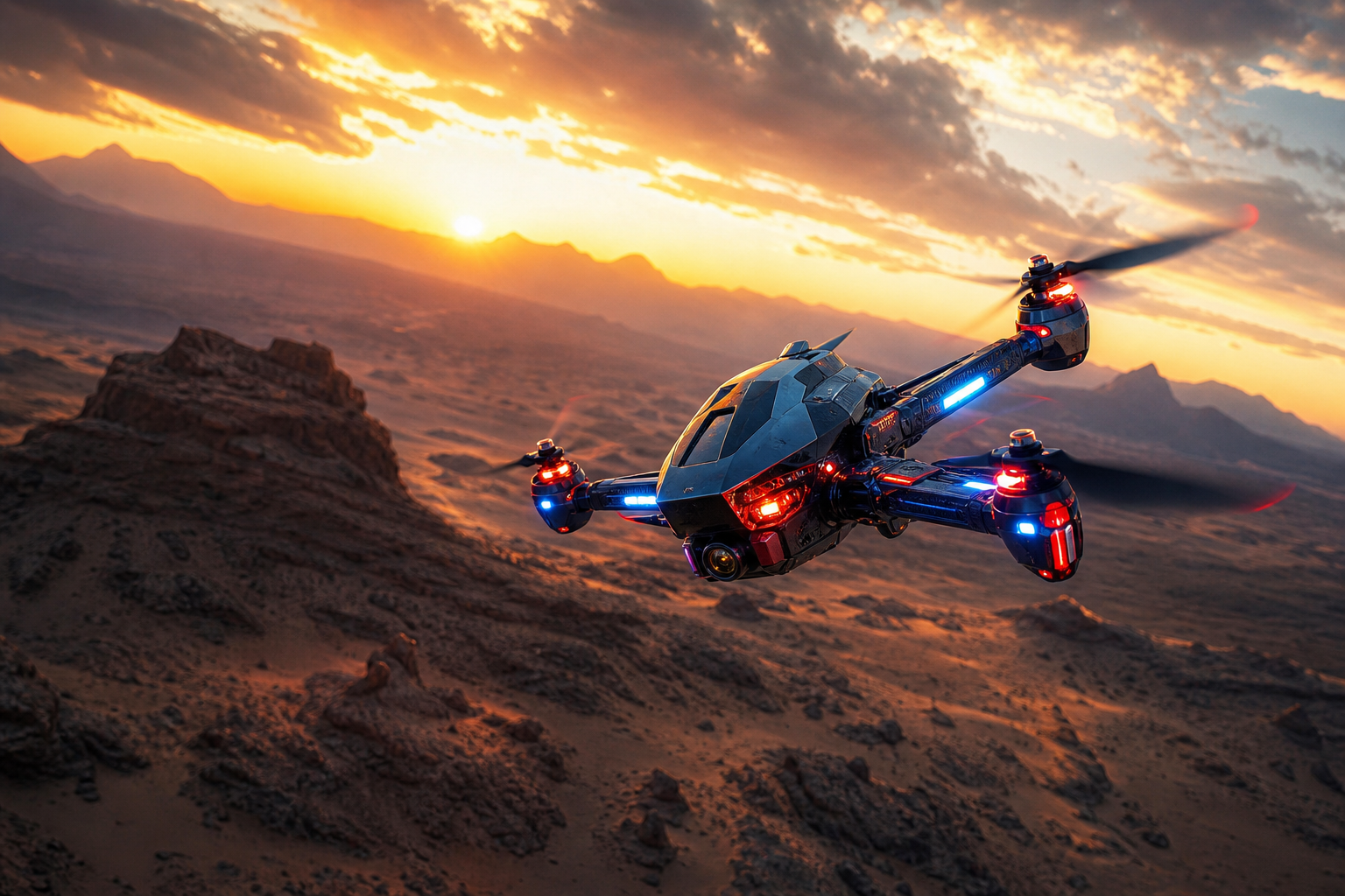 Quadcopter Flying Over Desert Drone Wallpaper  5 4K