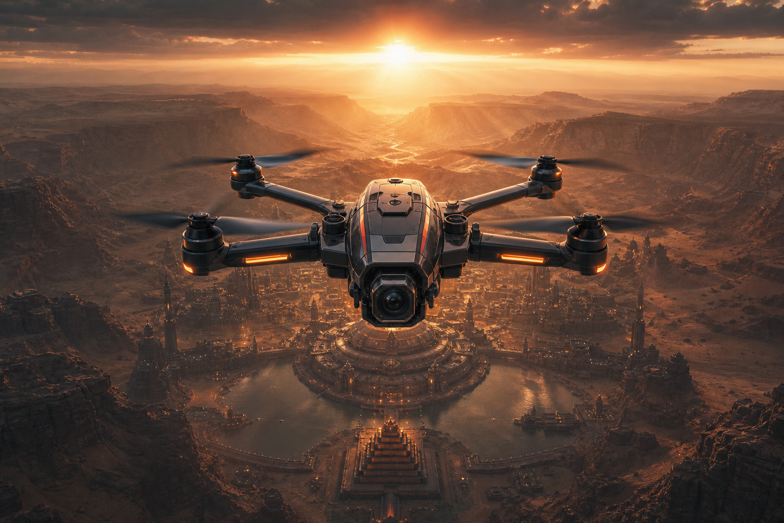 Quadcopter Flying Over Desert Drone Wallpaper  5 4K