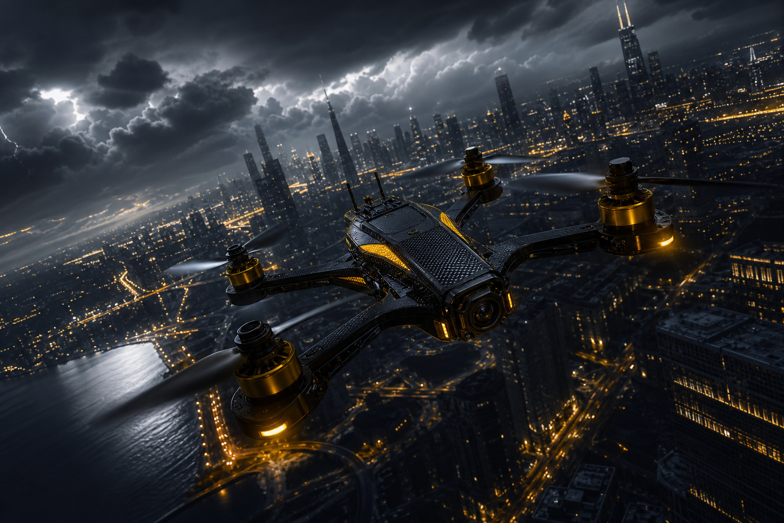 Racing Drone Neon City Drone Wallpaper  2 4K