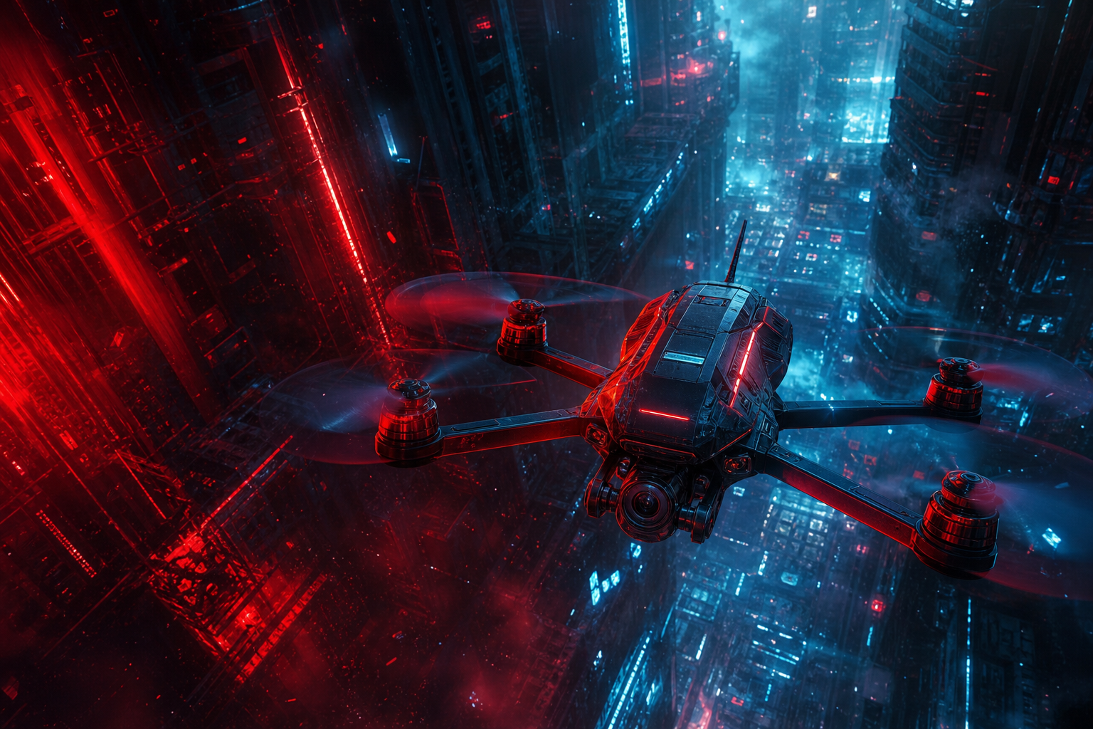 Racing Drone Neon City Drone Wallpaper  2 4K