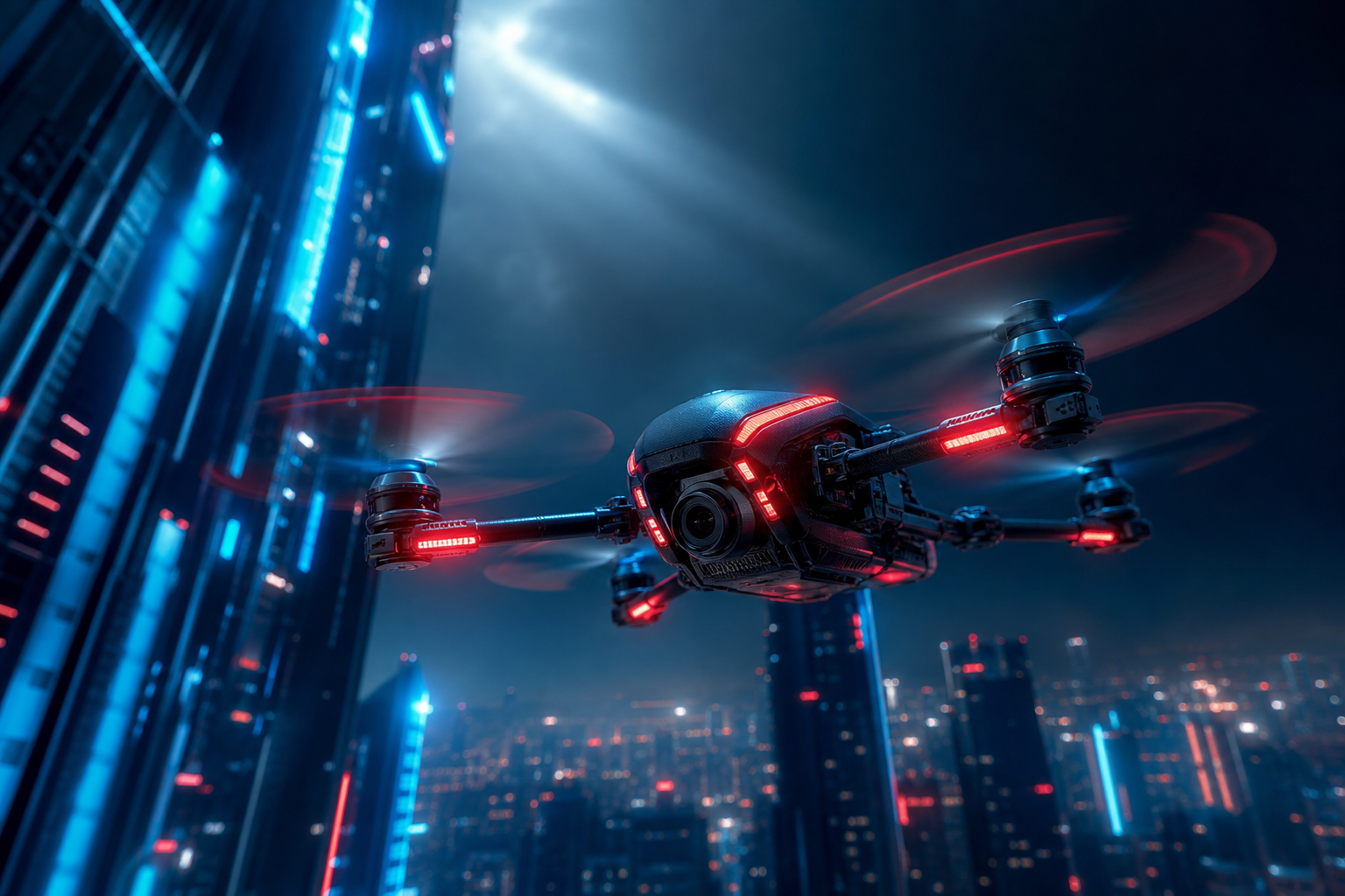 Racing Drone Neon City Drone Wallpaper  2 4K