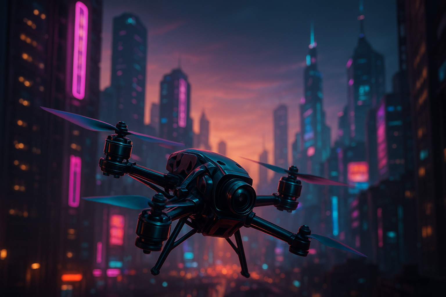 Racing Drone Neon City Drone Wallpaper 2 4K 4K Drone Wallpaper