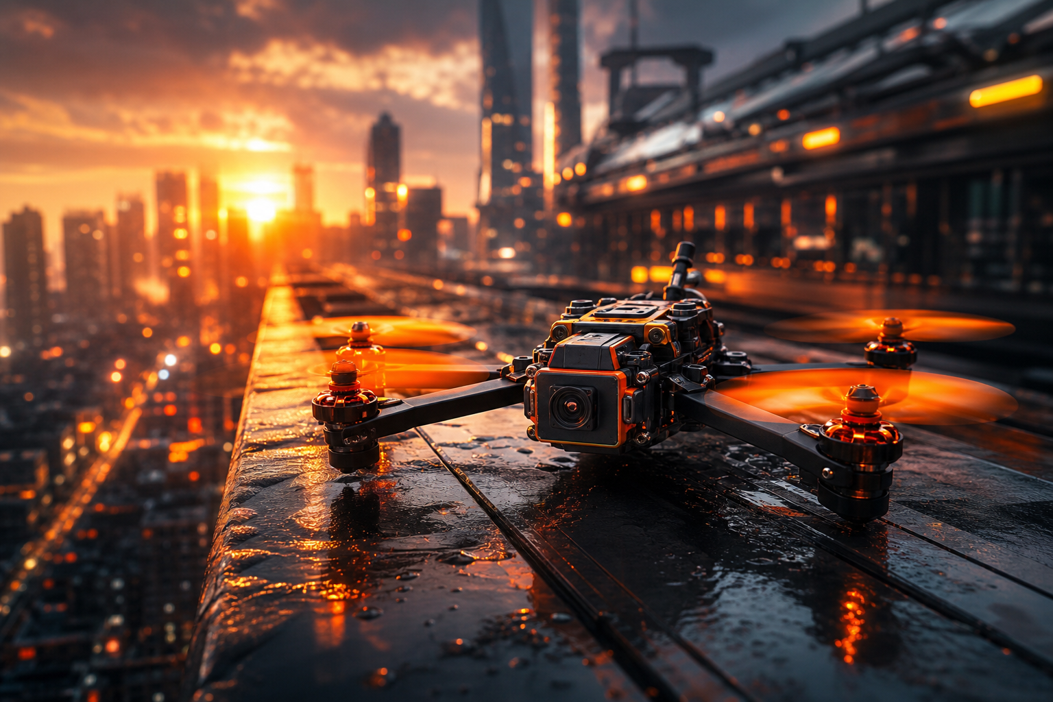 Racing Drone Neon City Drone Wallpaper  2 4K