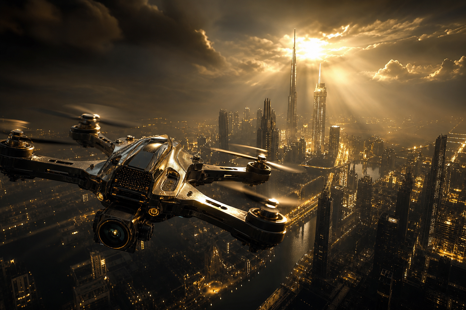 Racing Drone Neon City Drone Wallpaper  2 4K
