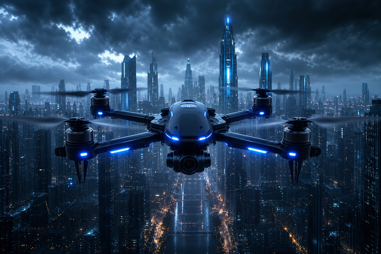 Racing Drone Neon City Drone Wallpaper  2 4K