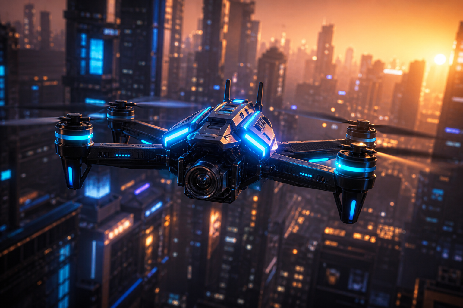 Racing Drone Neon City Drone Wallpaper  2 4K