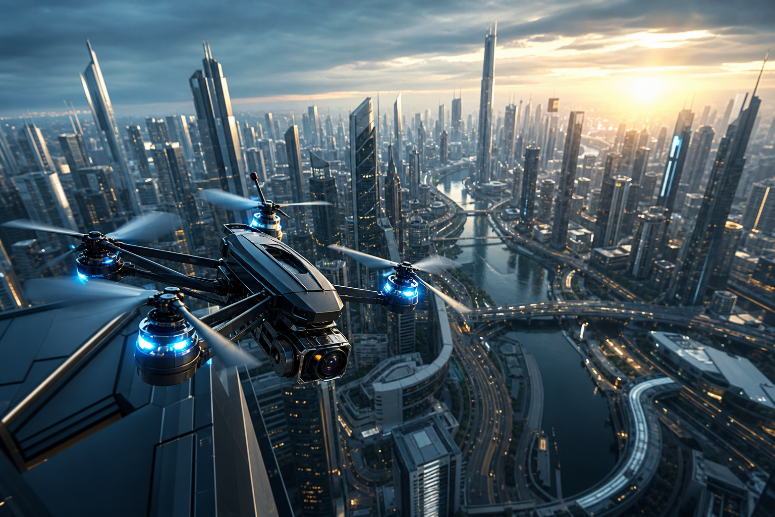Racing Drone Neon City Drone Wallpaper  2 4K