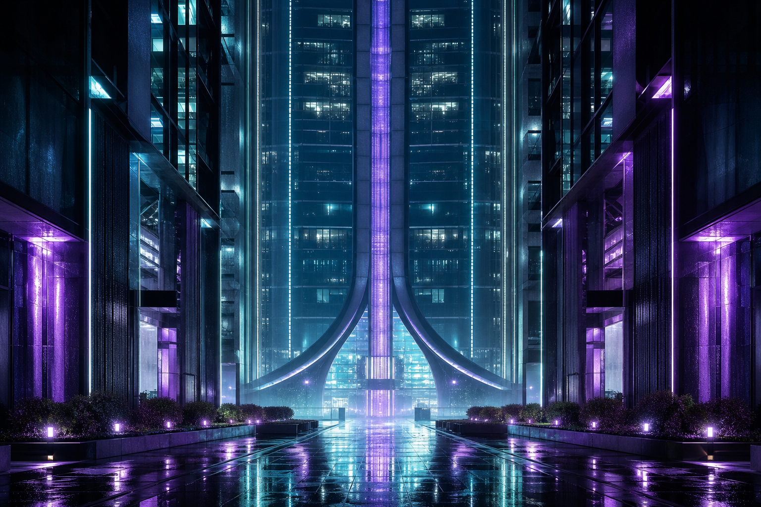 Rainy Neon Alley With Reflections Architecture Wallpaper  4 4K