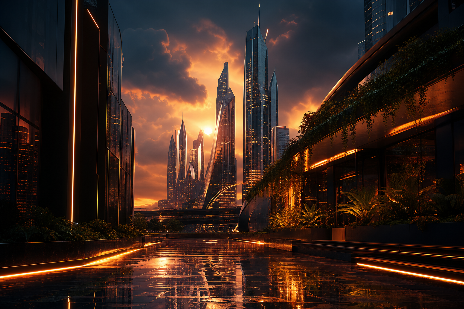 Rainy Neon Alley With Reflections Architecture Wallpaper  4 4K