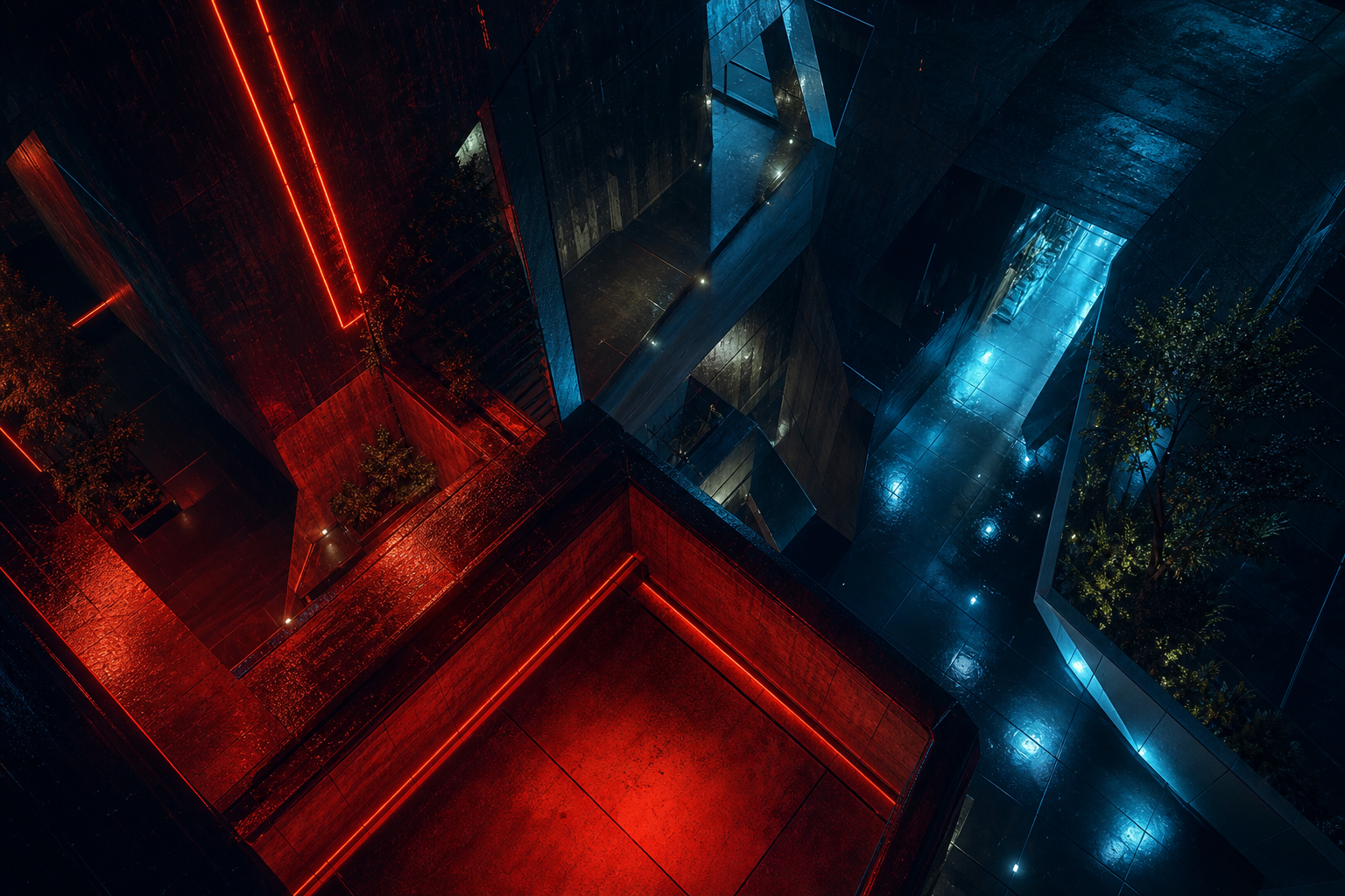 Rainy Neon Alley With Reflections Architecture Wallpaper  4 4K