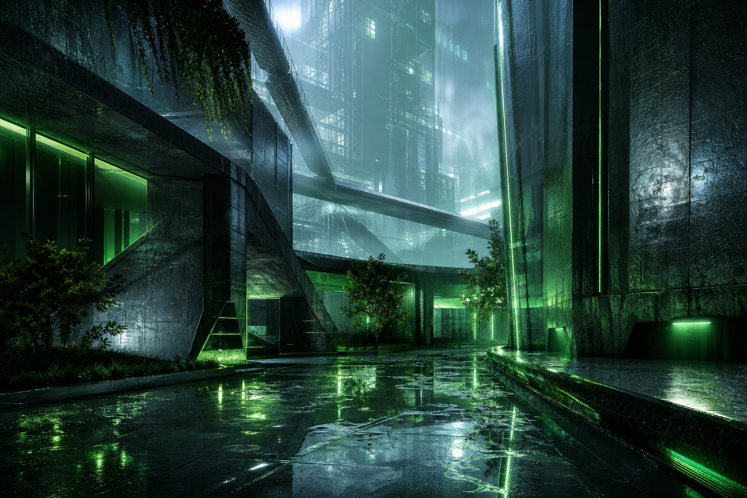 Rainy Neon Alley With Reflections Architecture Wallpaper  4 4K