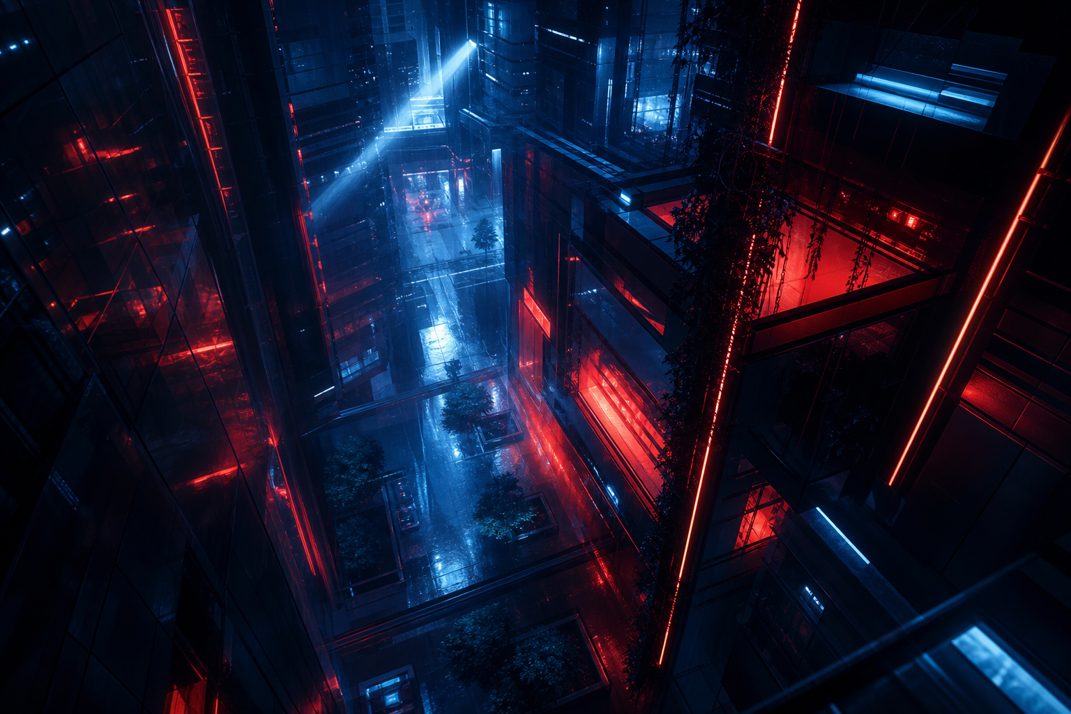 Rainy Neon Alley With Reflections Architecture Wallpaper  4 4K