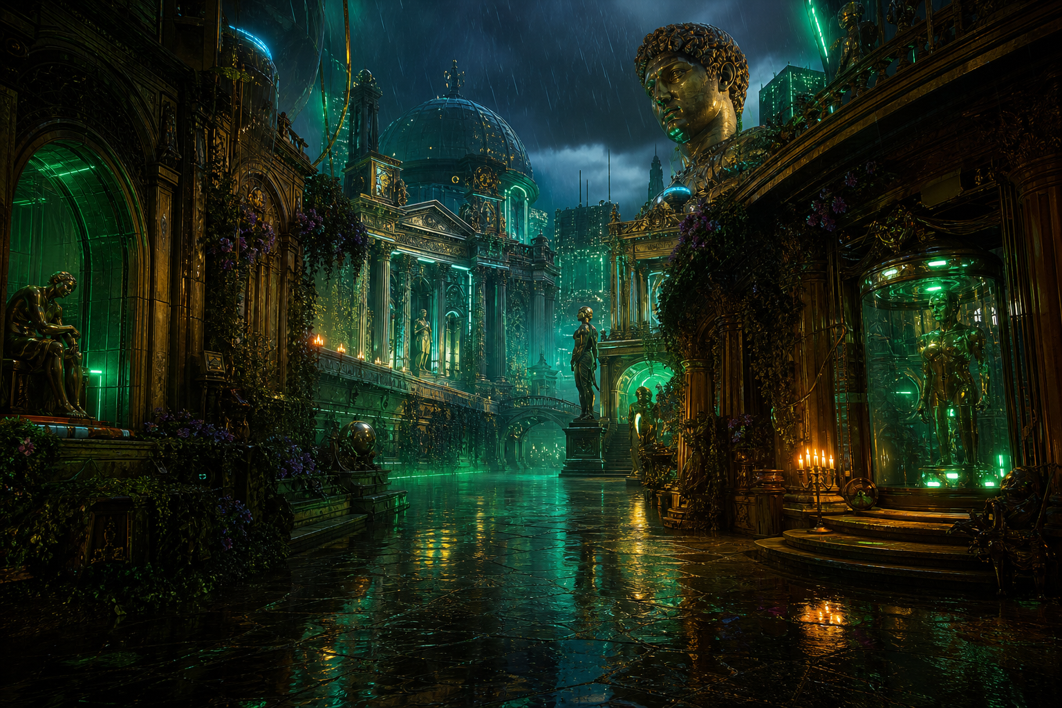 Rainy Neon Alley With Reflections Art Wallpaper  4 4K