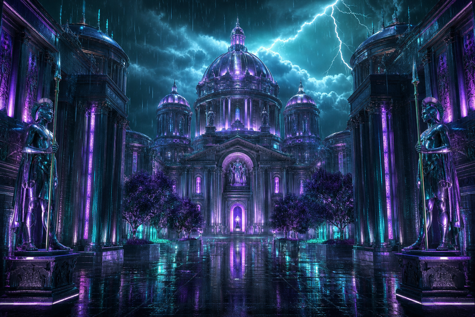Rainy Neon Alley With Reflections Art Wallpaper  4 4K
