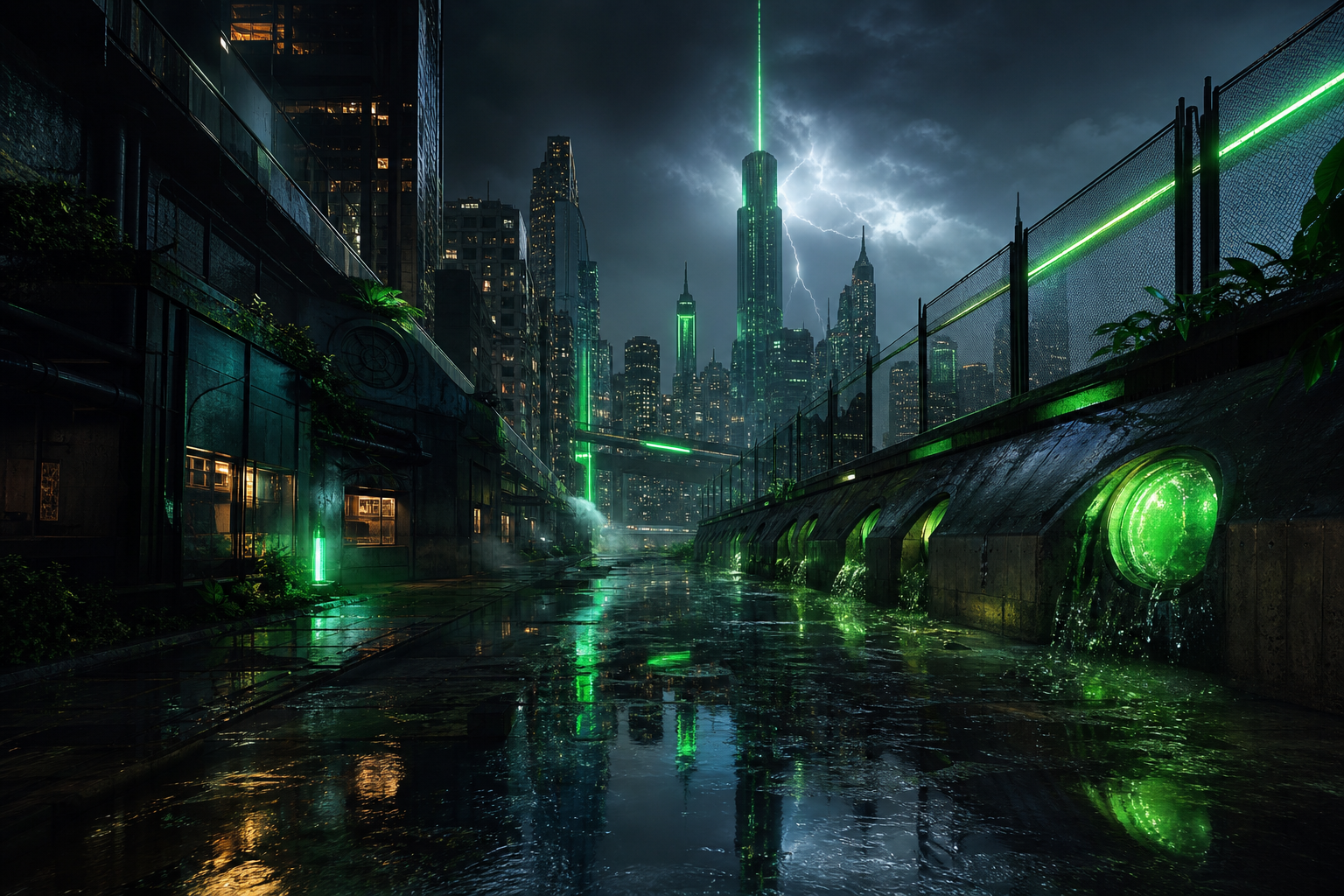 Rainy Neon Alley With Reflections Cyberpunk Wallpaper  4 4K
