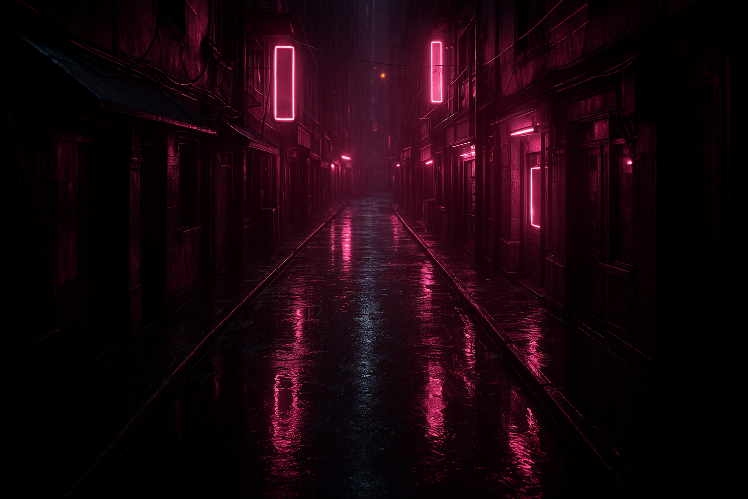 Rainy Neon Alley With Reflections Cyberpunk Wallpaper 4 4K 4K Cyberpunk Wallpaper