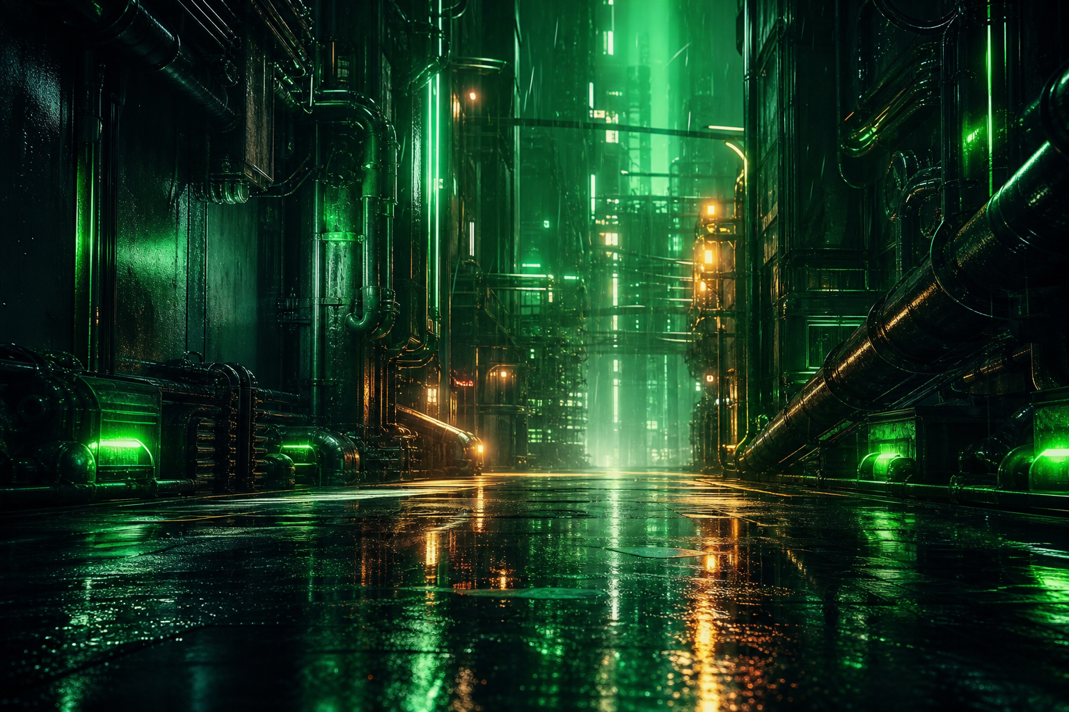 Rainy Neon Alley With Reflections Cyberpunk Wallpaper  4 4K