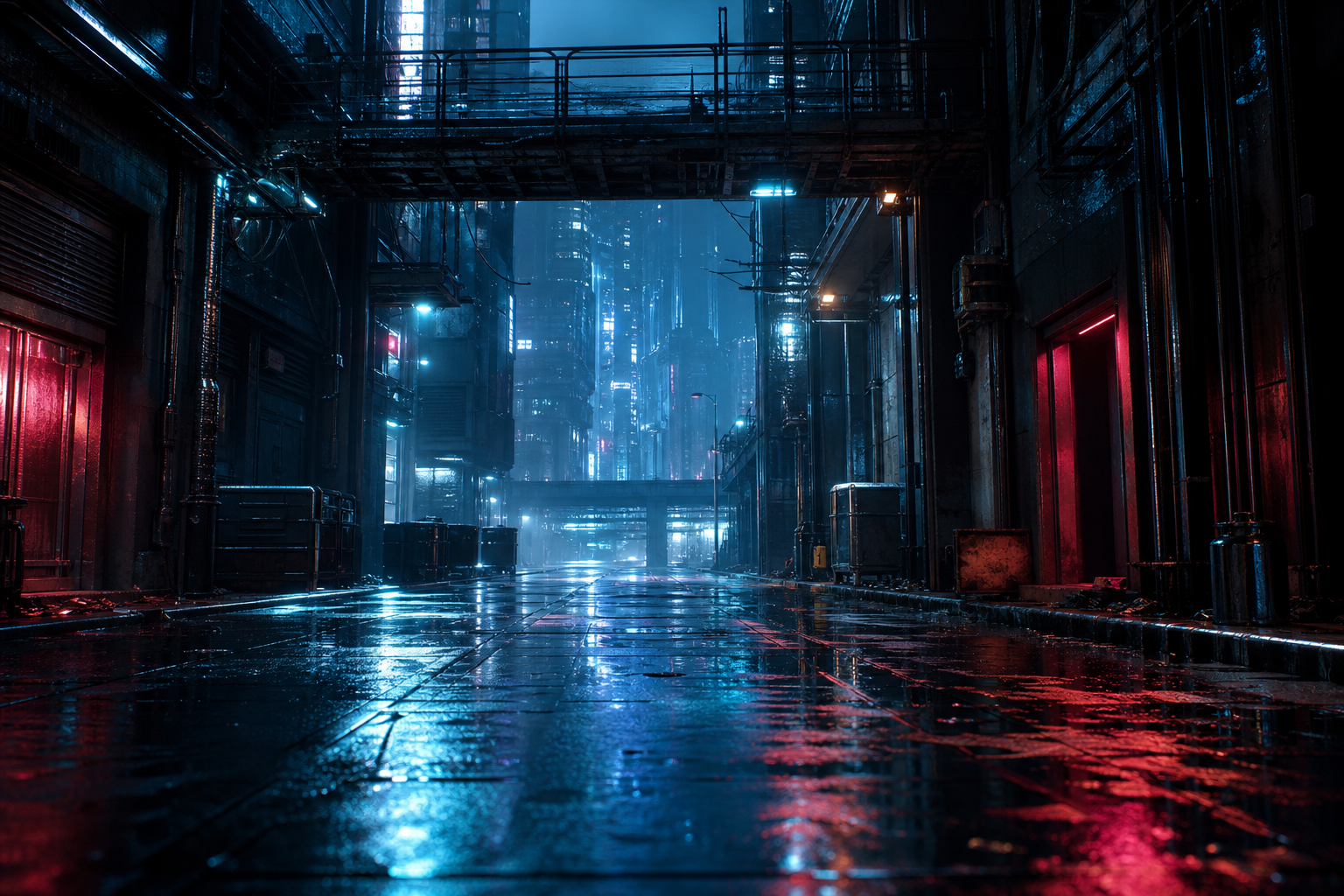 Rainy Neon Alley With Reflections Cyberpunk Wallpaper  4 4K