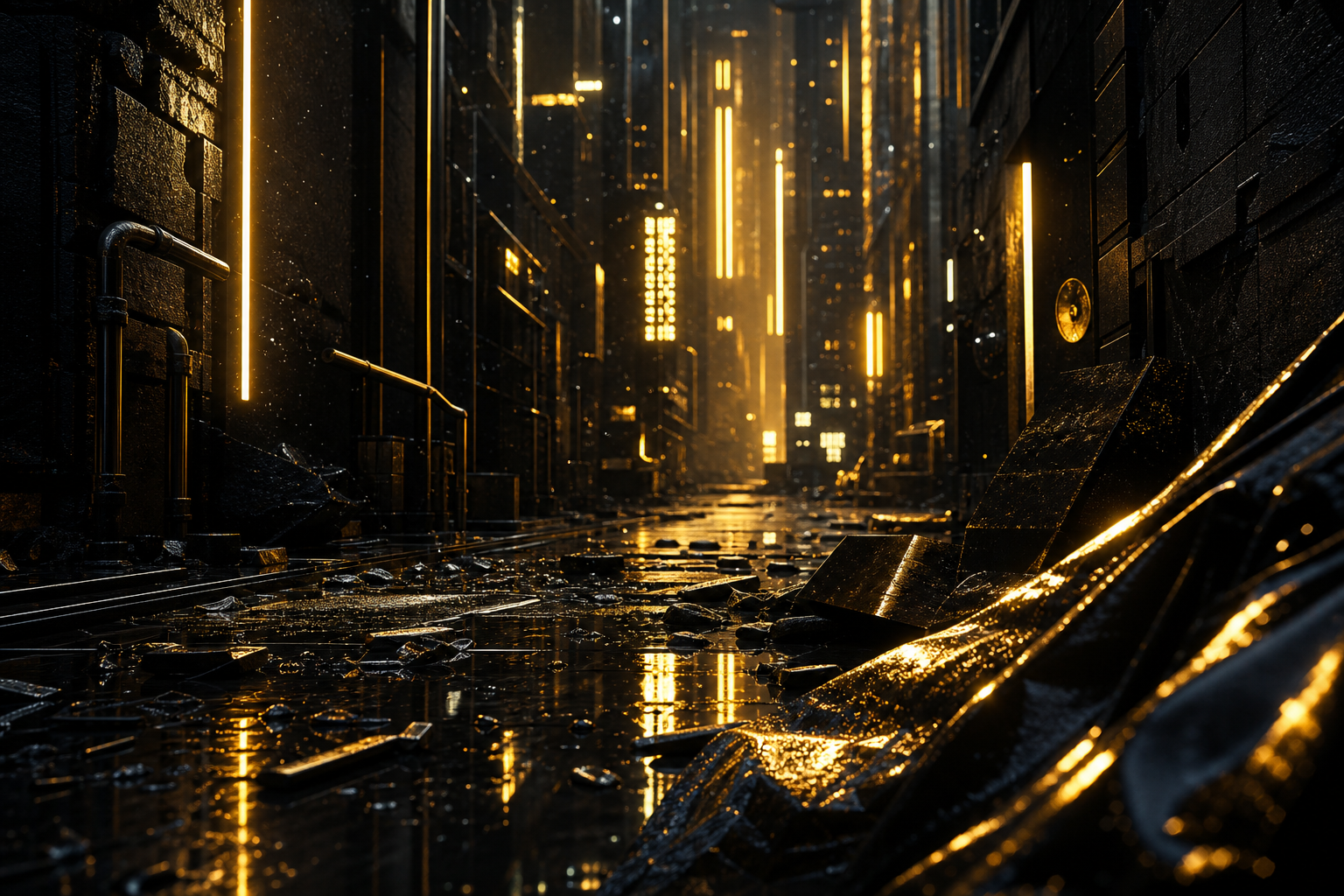 Rainy Neon Alley With Reflections Cyberpunk Wallpaper  4 4K