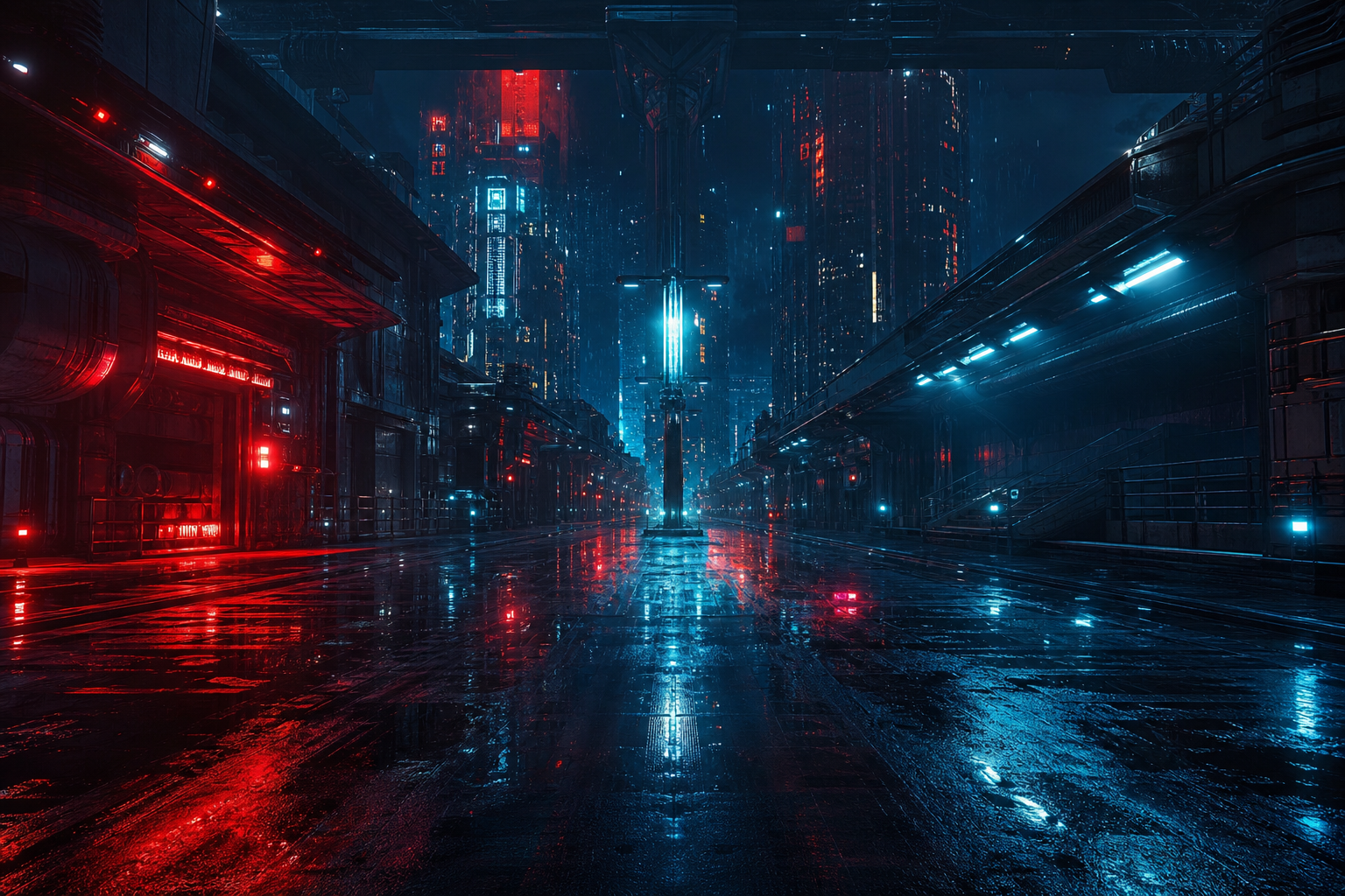 Rainy Neon Alley With Reflections Cyberpunk Wallpaper  4 4K