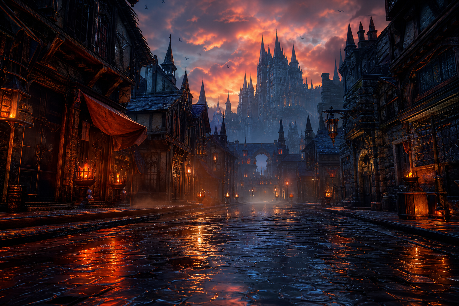 Rainy Neon Alley With Reflections Fantasy Wallpaper  4 4K
