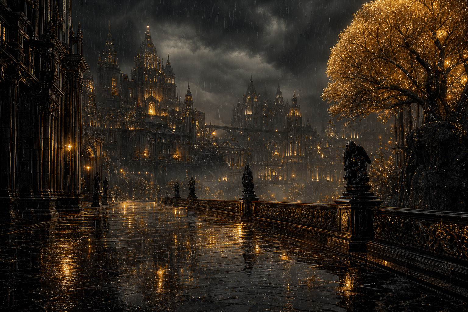 Rainy Neon Alley With Reflections Fantasy Wallpaper  4 4K