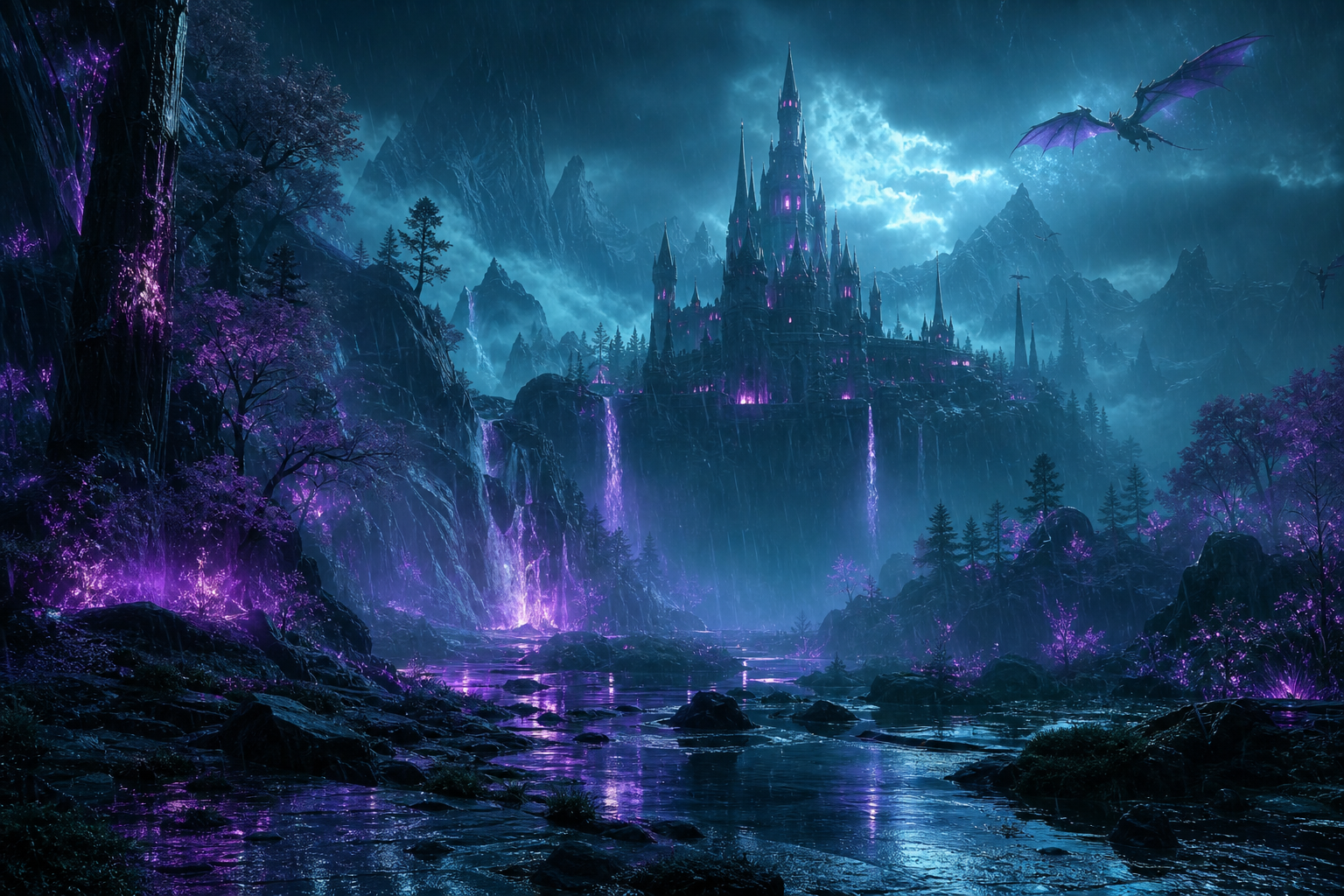 Rainy Neon Alley With Reflections Fantasy Wallpaper  4 4K