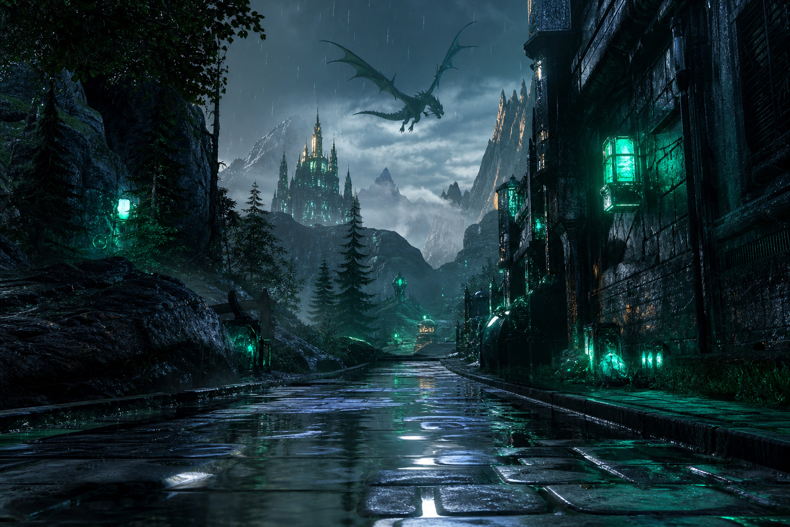 Rainy Neon Alley With Reflections Fantasy Wallpaper  4 4K