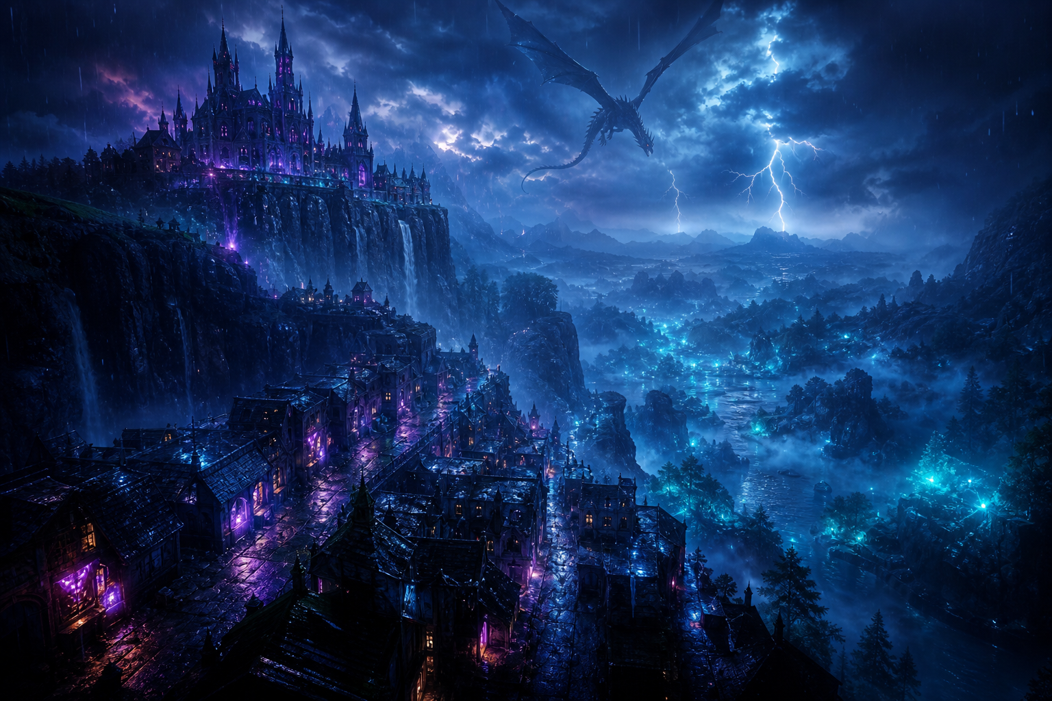 Rainy Neon Alley With Reflections Fantasy Wallpaper  4 4K