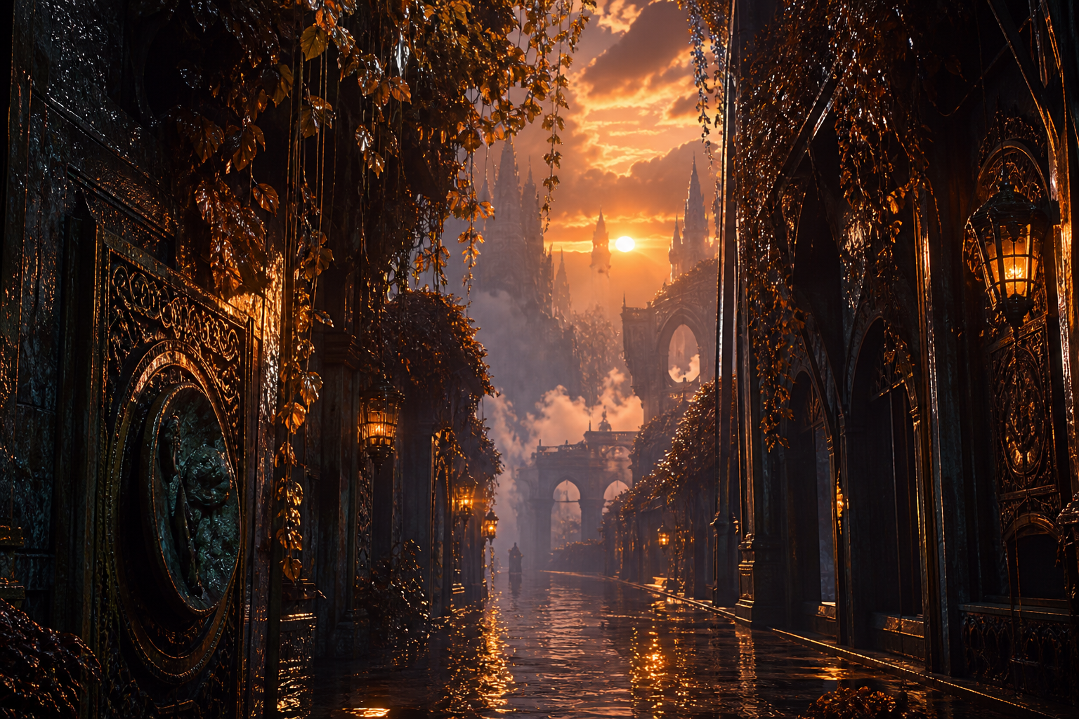 Rainy Neon Alley With Reflections Fantasy Wallpaper  4 4K