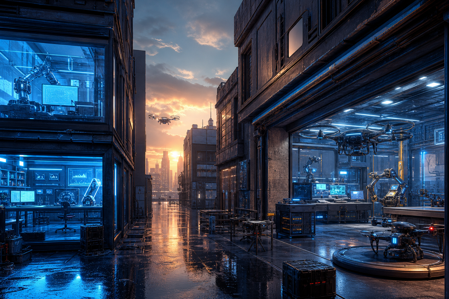 Rainy Neon Alley With Reflections Hamster-Robotics Wallpaper  4 4K