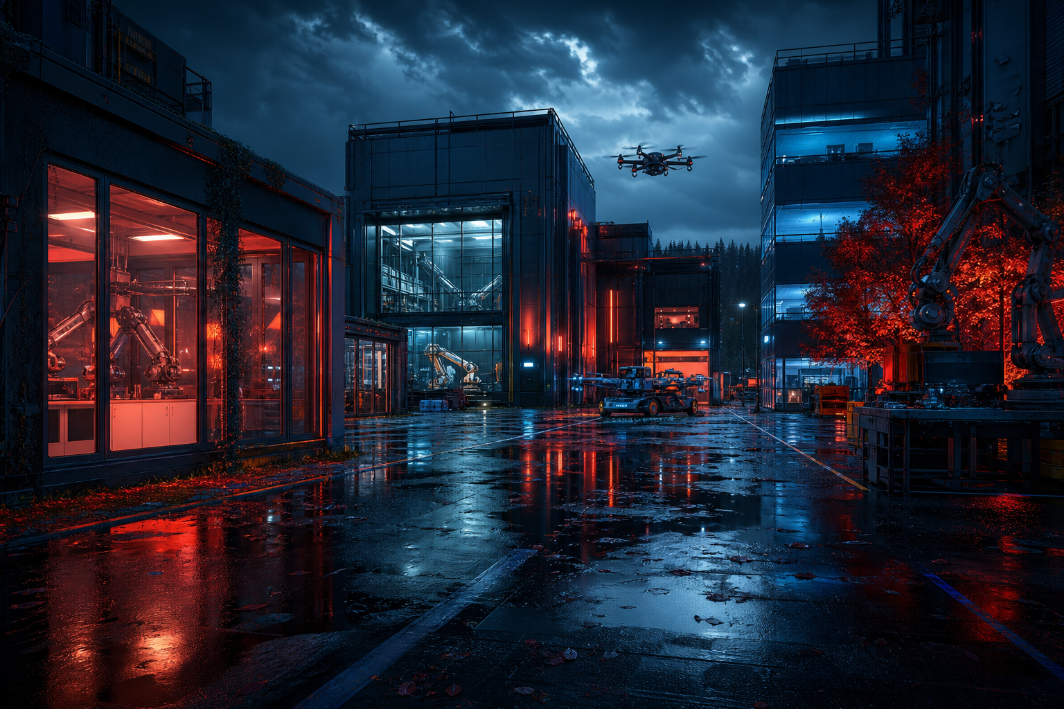 Rainy Neon Alley With Reflections Hamster-Robotics Wallpaper  4 4K