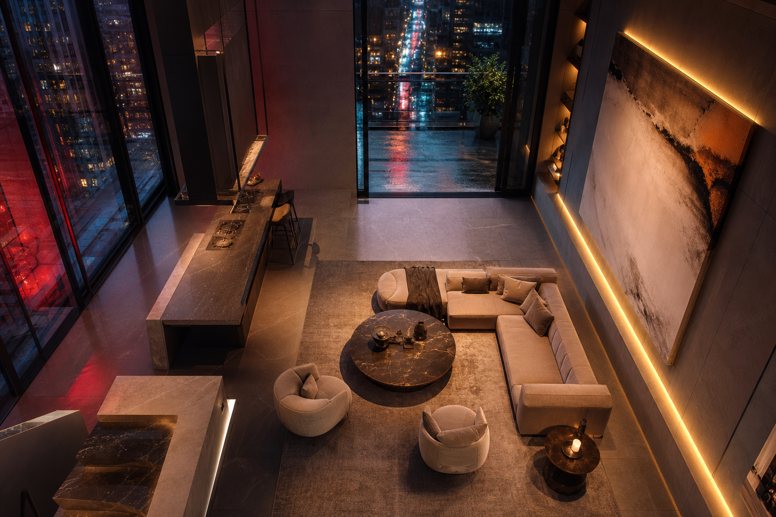 Rainy Neon Alley With Reflections Interior-Design Wallpaper  4 4K