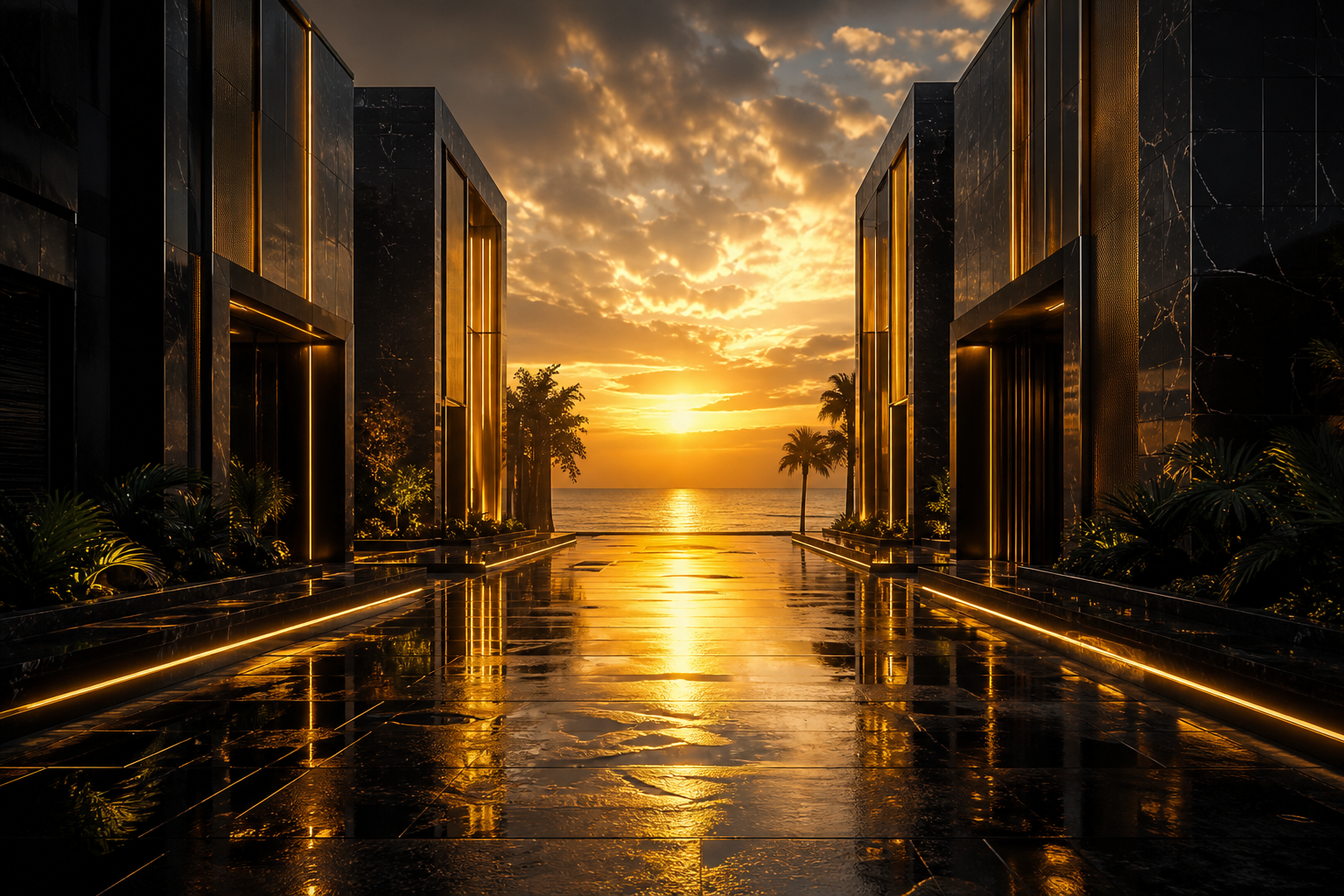 Rainy Neon Alley With Reflections Luxury-Villas Wallpaper  4 4K