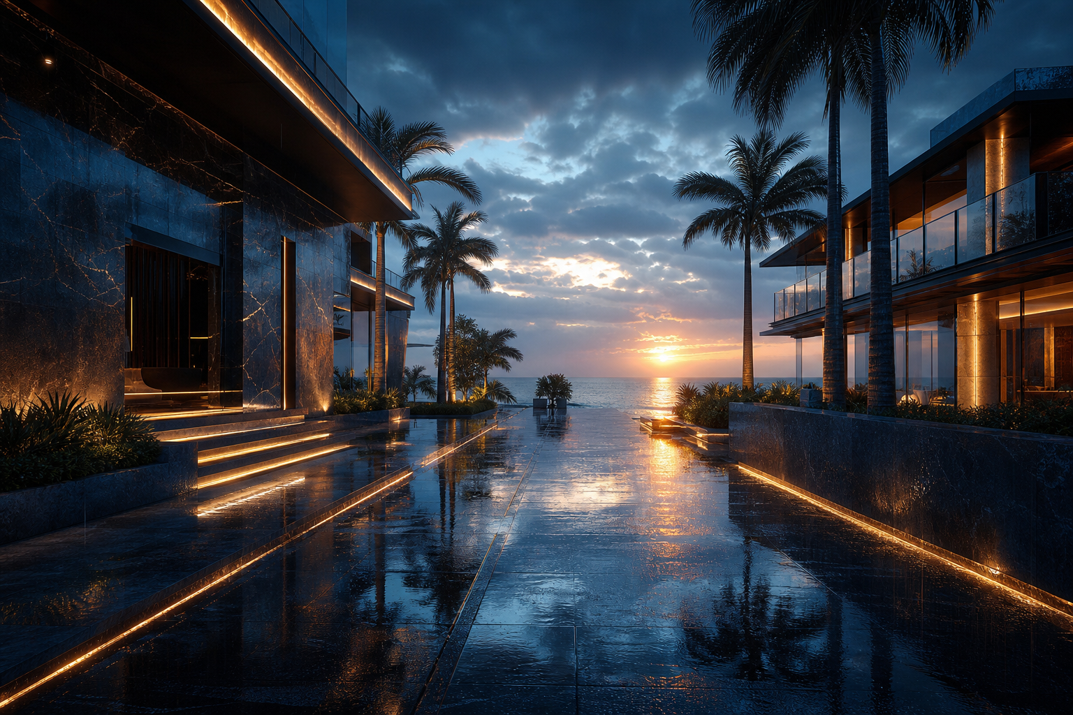 Rainy Neon Alley With Reflections Luxury-Villas Wallpaper  4 4K