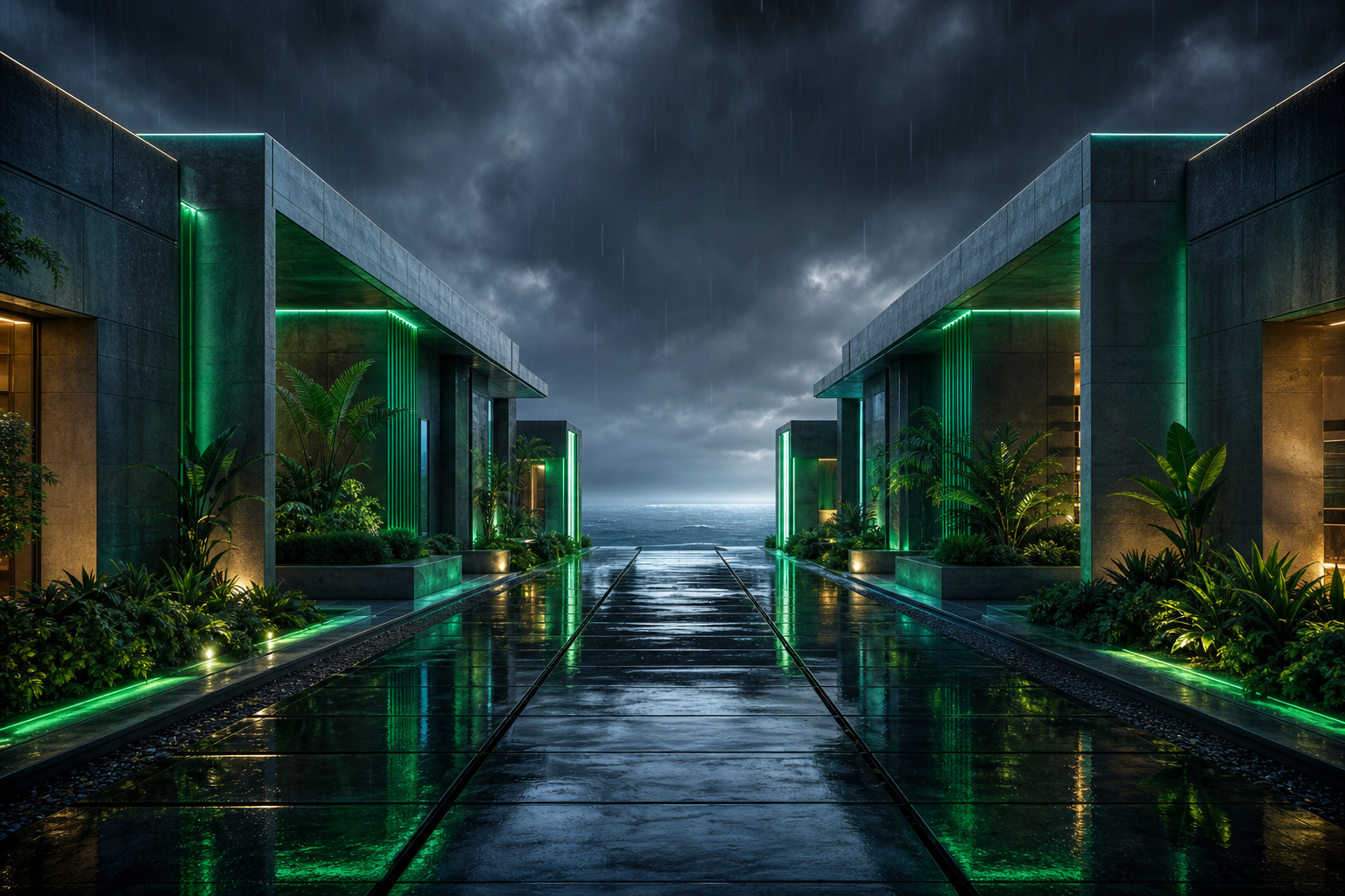 Rainy Neon Alley With Reflections Luxury-Villas Wallpaper  4 4K