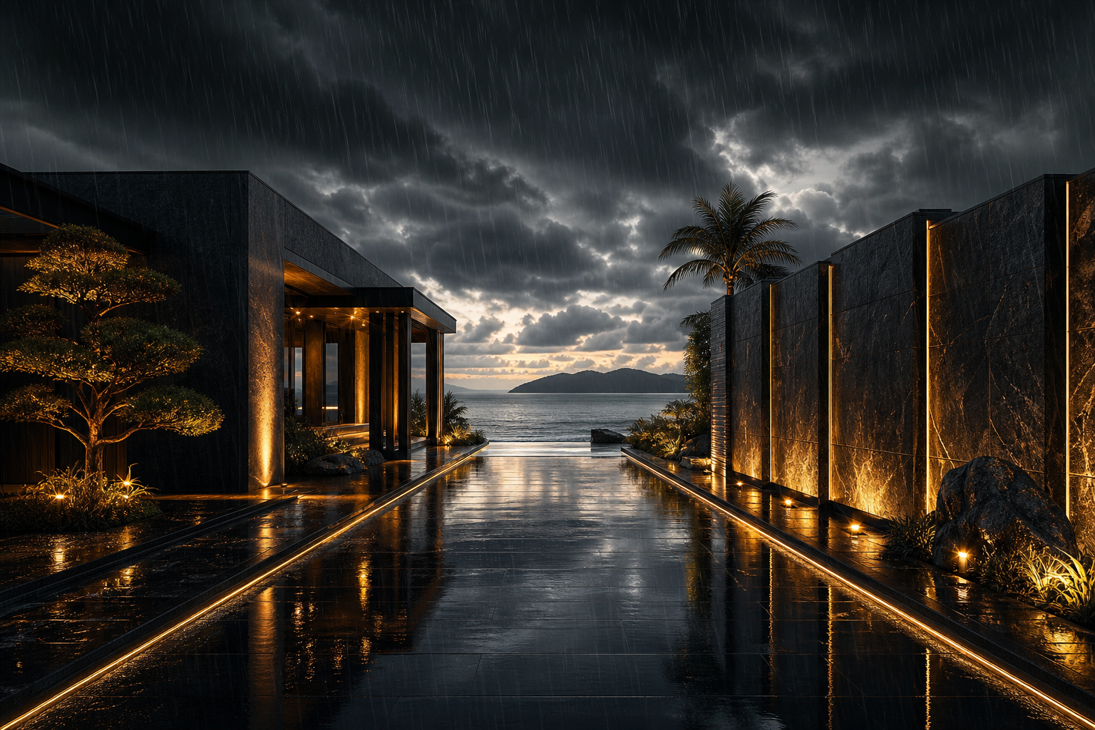 Rainy Neon Alley With Reflections Luxury-Villas Wallpaper  4 4K
