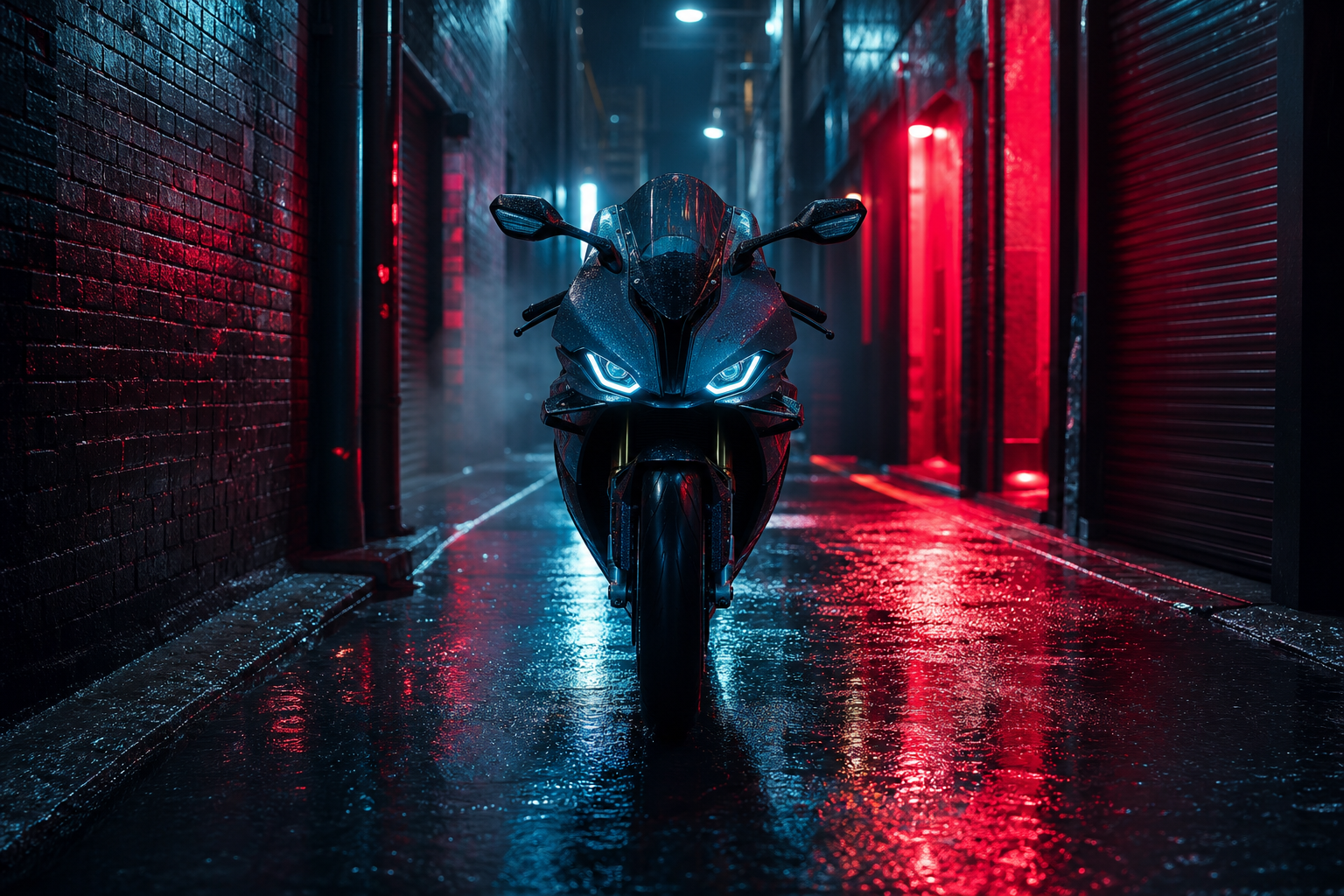Rainy Neon Alley With Reflections Motorcycles Wallpaper 4 4K 11 4K Motorcycles Wallpaper