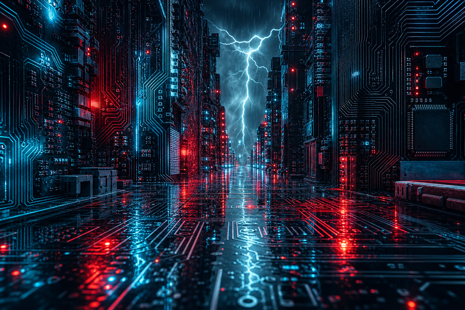 Rainy Neon Alley With Reflections Pcb Design Wallpaper 4 4K 16 4K Pcb Design Wallpaper