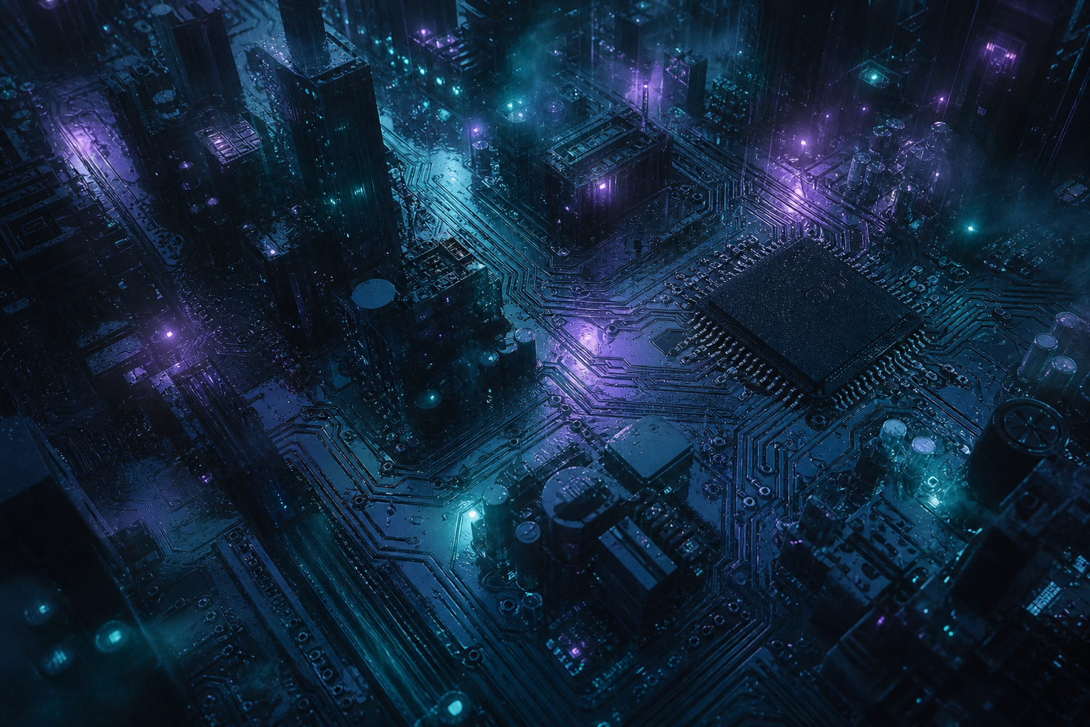 Rainy Neon Alley With Reflections Pcb-Design Wallpaper  4 4K