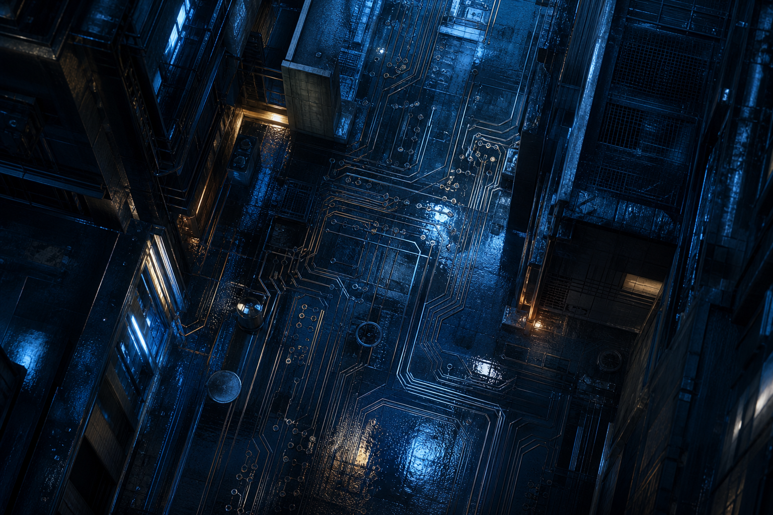 Rainy Neon Alley With Reflections Pcb-Design Wallpaper  4 4K