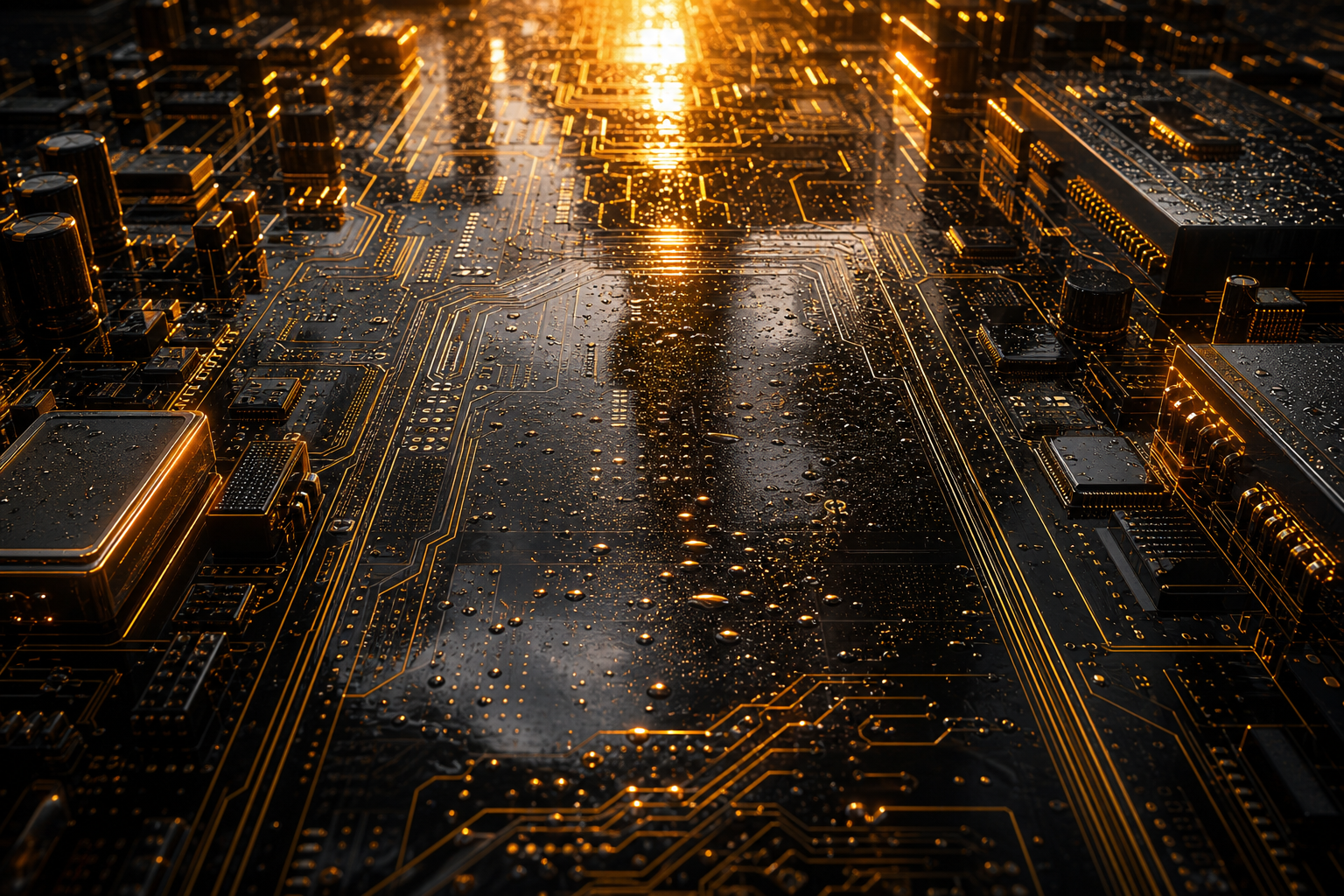 Rainy Neon Alley With Reflections Pcb-Design Wallpaper  4 4K