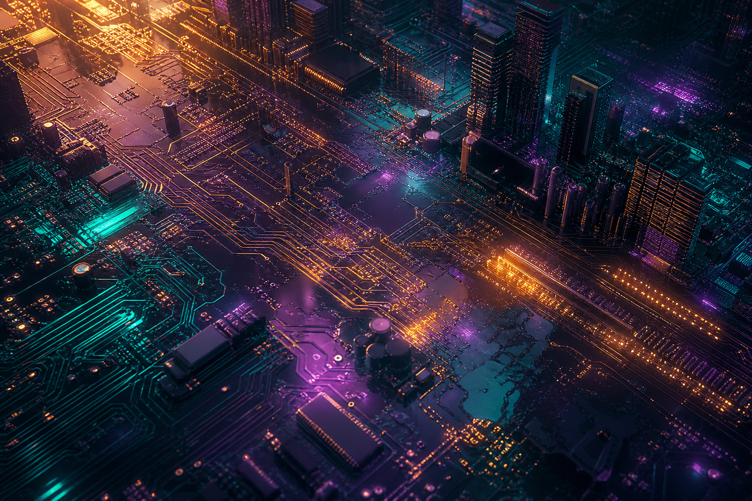 Rainy Neon Alley With Reflections Pcb-Design Wallpaper  4 4K
