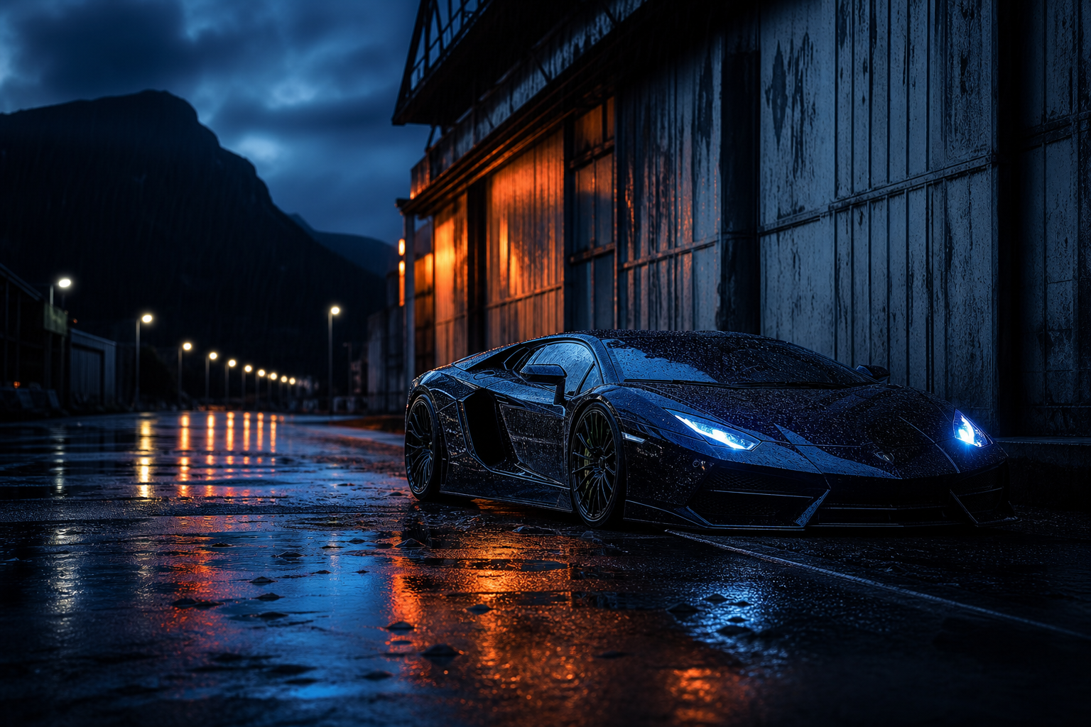 Rainy Neon Alley With Reflections Supercars Wallpaper 4 4K 11 4K Supercars Wallpaper