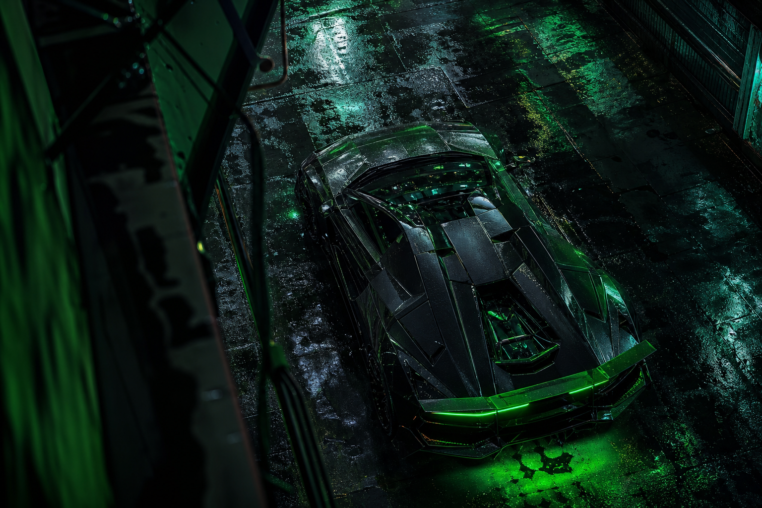 Rainy Neon Alley With Reflections Supercars Wallpaper  4 4K