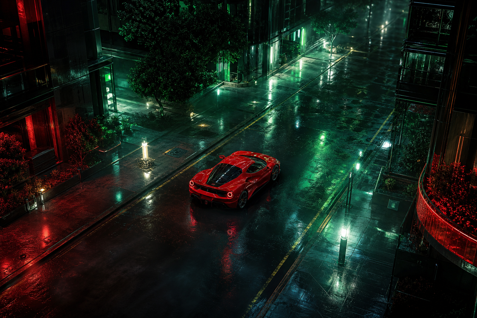 Red Ferrari In Rainy City Cars Wallpaper 2 4K 15 4K Cars Wallpaper