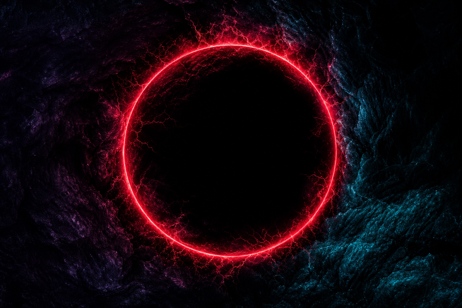 Red Neon Circle On Pure Black Amoled Wallpaper  7 4K