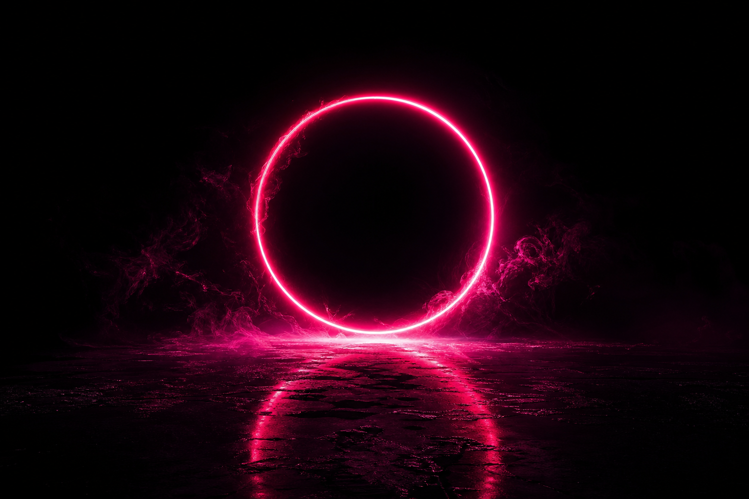 Red Neon Circle On Pure Black Amoled Wallpaper  7 4K